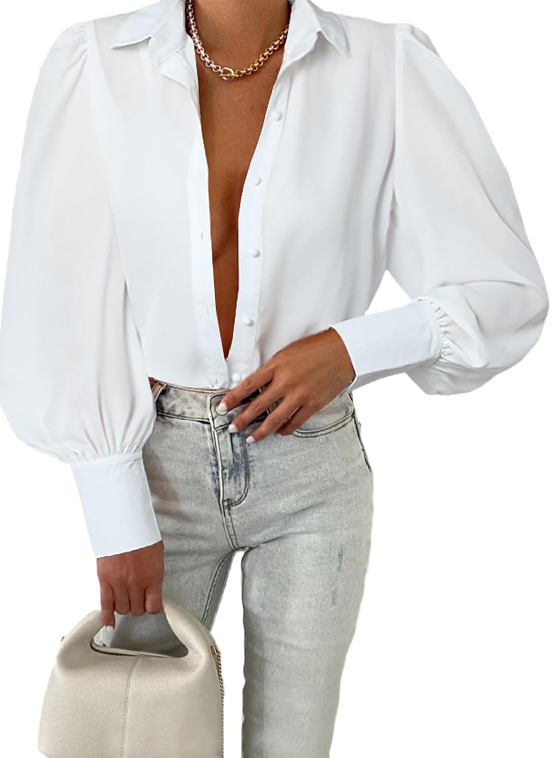 EVALESS Womens Tops Button Down Shirts Print Long Sleeve Blouses for Women Fashi...
