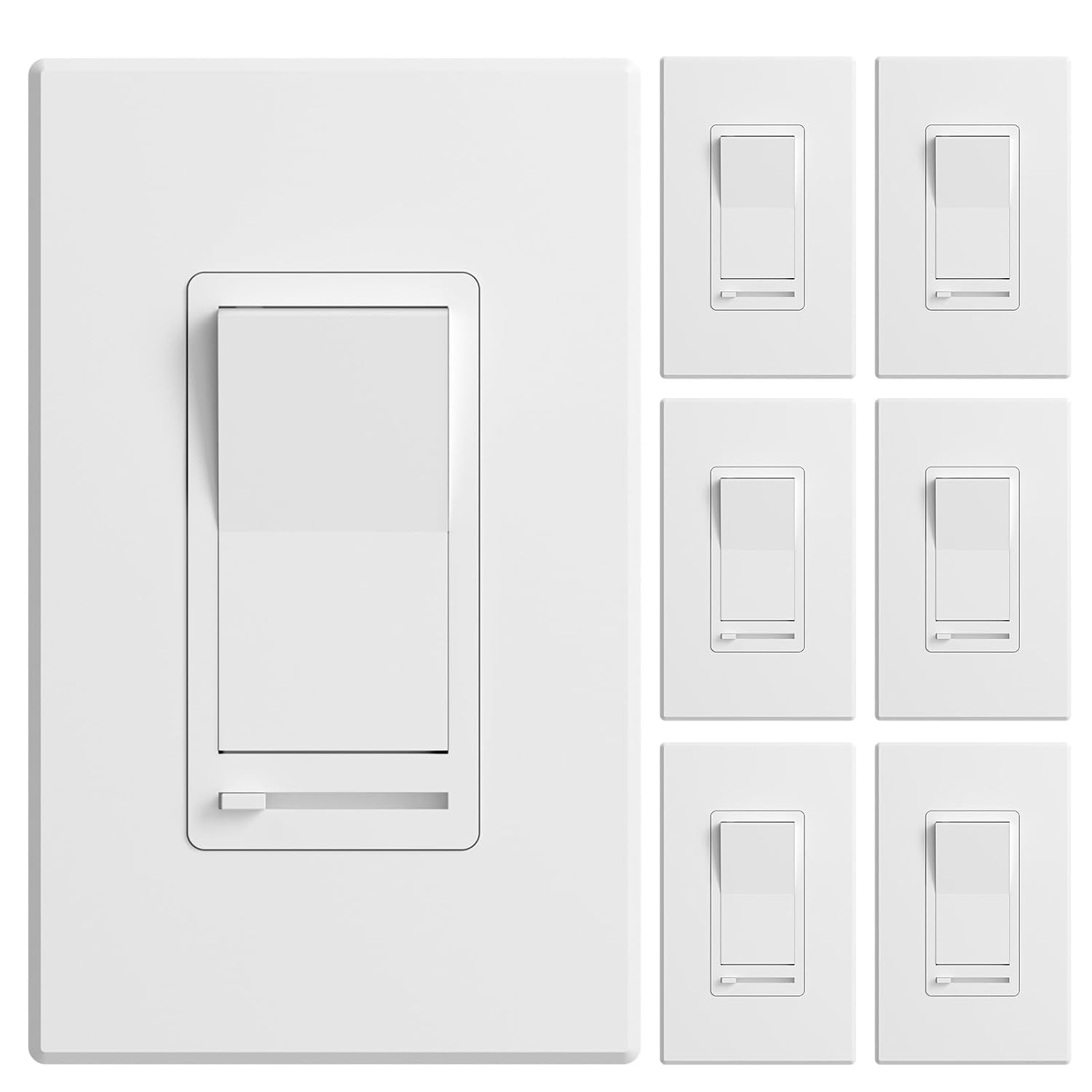 Amico 6 Pack Dimmer Light Switch, Single-Pole or 3-Way Compatible Slide Control...