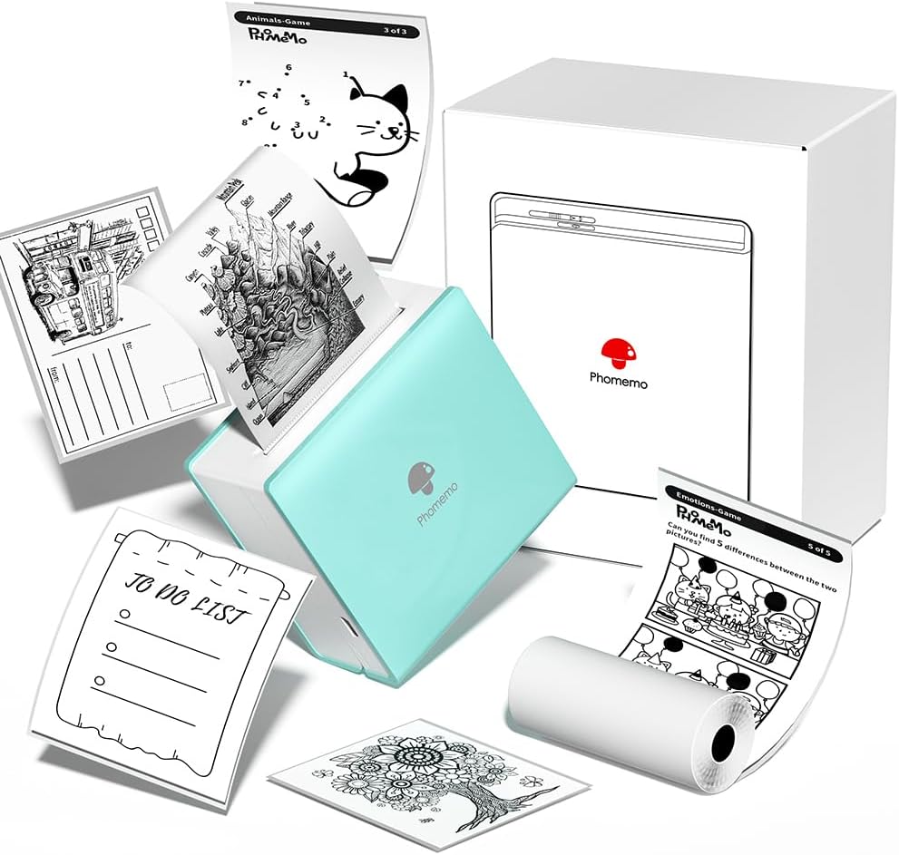 Phomemo Pocket Printer M02 Mini Sticker Printer, Thermal Instant Photo Printer,...