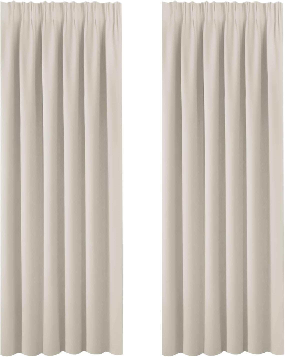 Pencil Pleat Curtains - (90 inch x 90 inch, 2 Panels) Sunlight Blocked Thermal C...