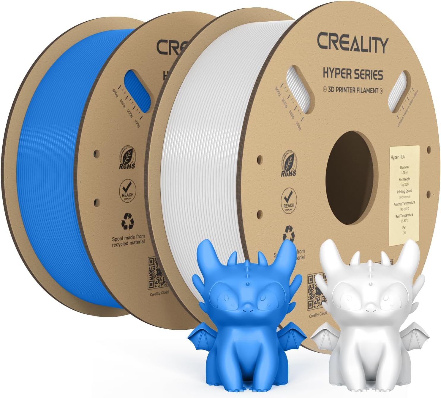 Creality Official Hyper PLA Filament White+Blue 2KG, 3D Printer Filament for Hig...