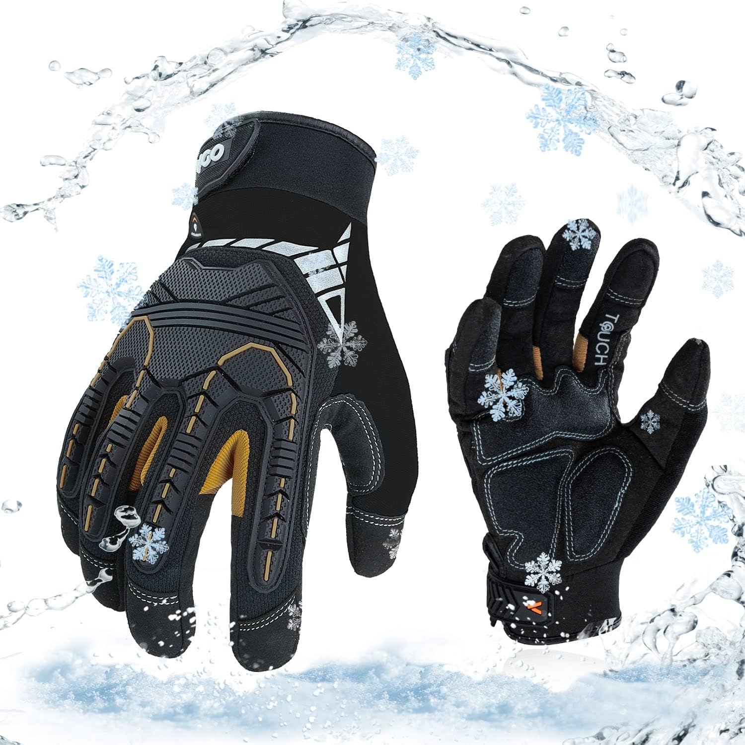 Vgo... Waterproof Thermal Gloves Touchscreen, Winter Work Gloves Men Cold Weathe...