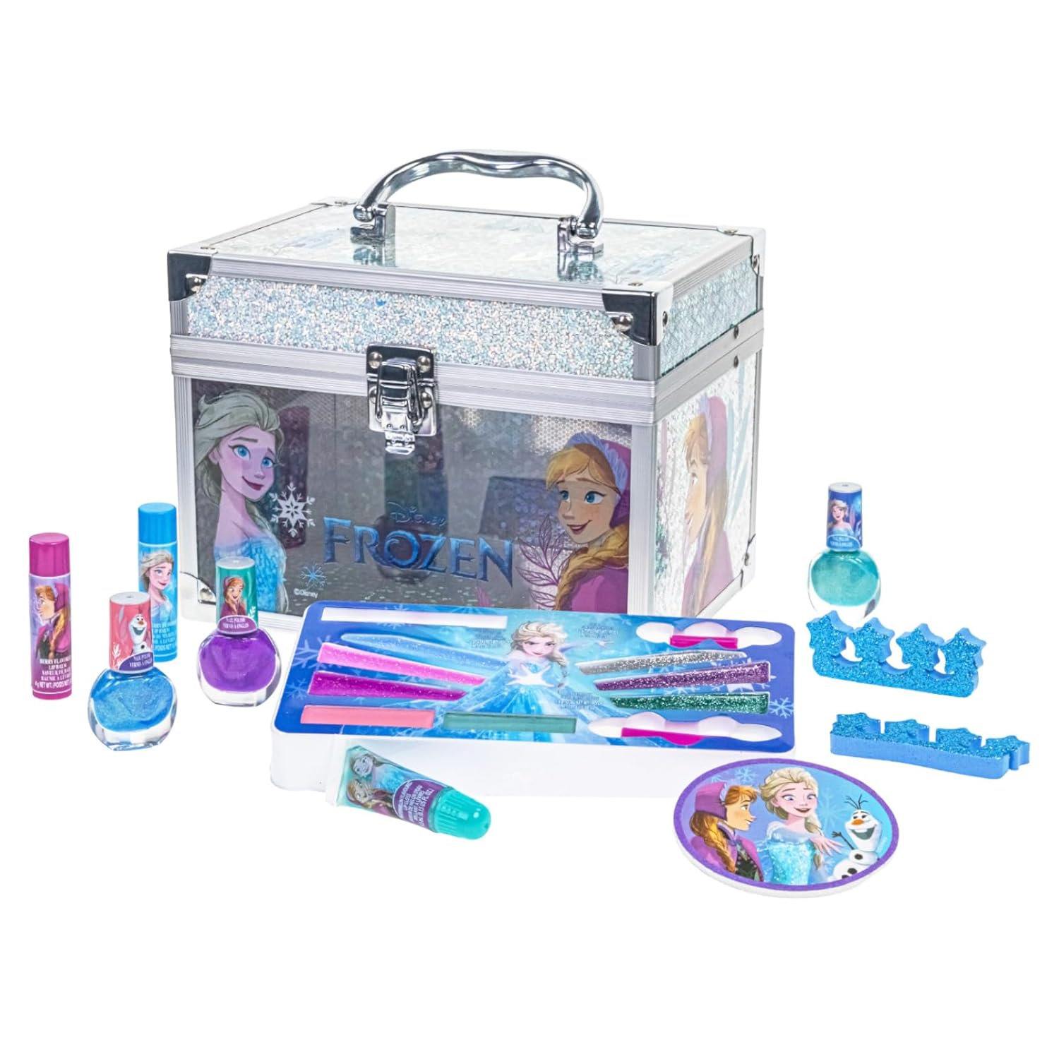 Disney Frozen Train Case Girls Beauty Set, Kids Makeup Kit for Girls, Real Washa...