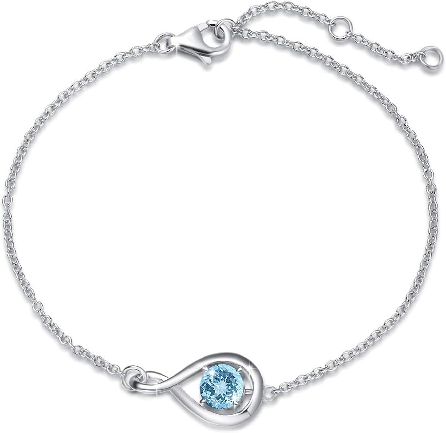 FANCIME Love Bracelet 925 Sterling Silver Infinity Birthstone Bracelets for Wome...