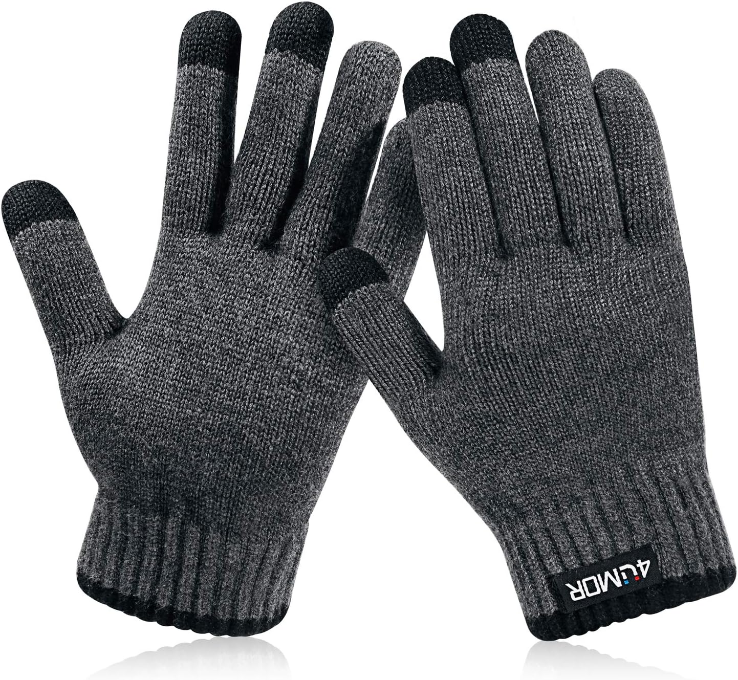 4UMOR Winter Warm Knit Gloves Touchscreen Super Soft Thick Fleece Gloves Outdoor...