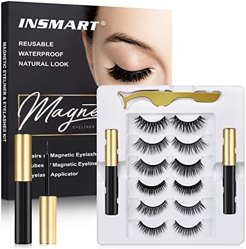 Magnetic Eyelashes, 6 Pairs Magnetic Lashes, False Lashes with 2 Tubes of Magnet...