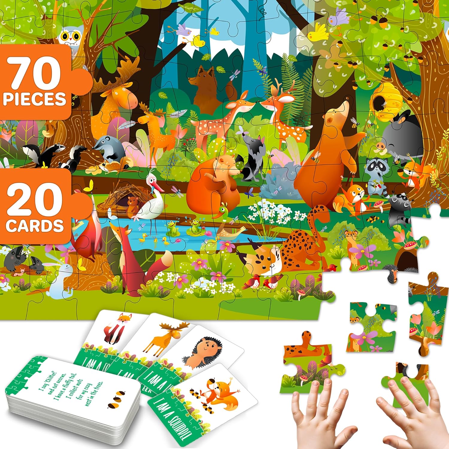 QUOKKA 70 Piece Puzzles for Kids Ages 4-8 - Jigsaw Puzzles for Toddlers 4-5 - Fo...