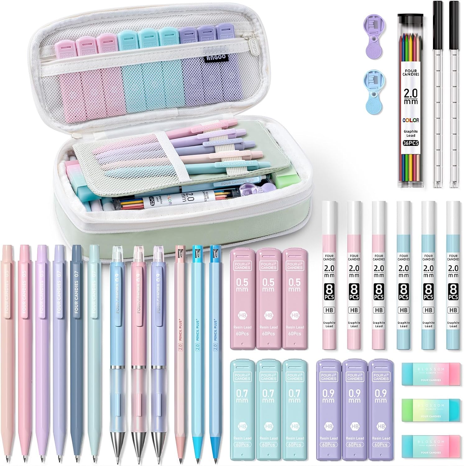 Four Candies 36PCS Aesthetic Supplies for Over 14 Years Old, Mechanical Pencils...