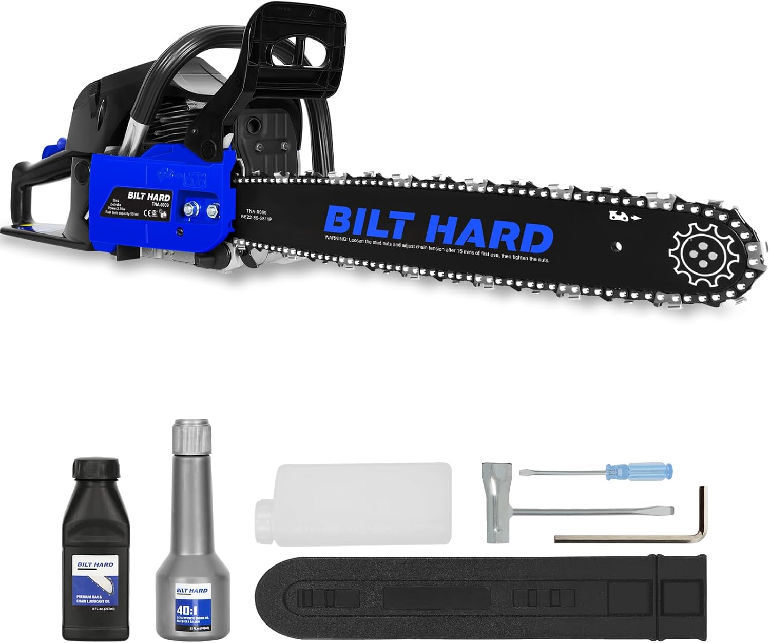 BILT HARD 22 Inch Gas Chainsaw, 56cc 3.1 HP Gas Power Chain Saw with Automatic O...