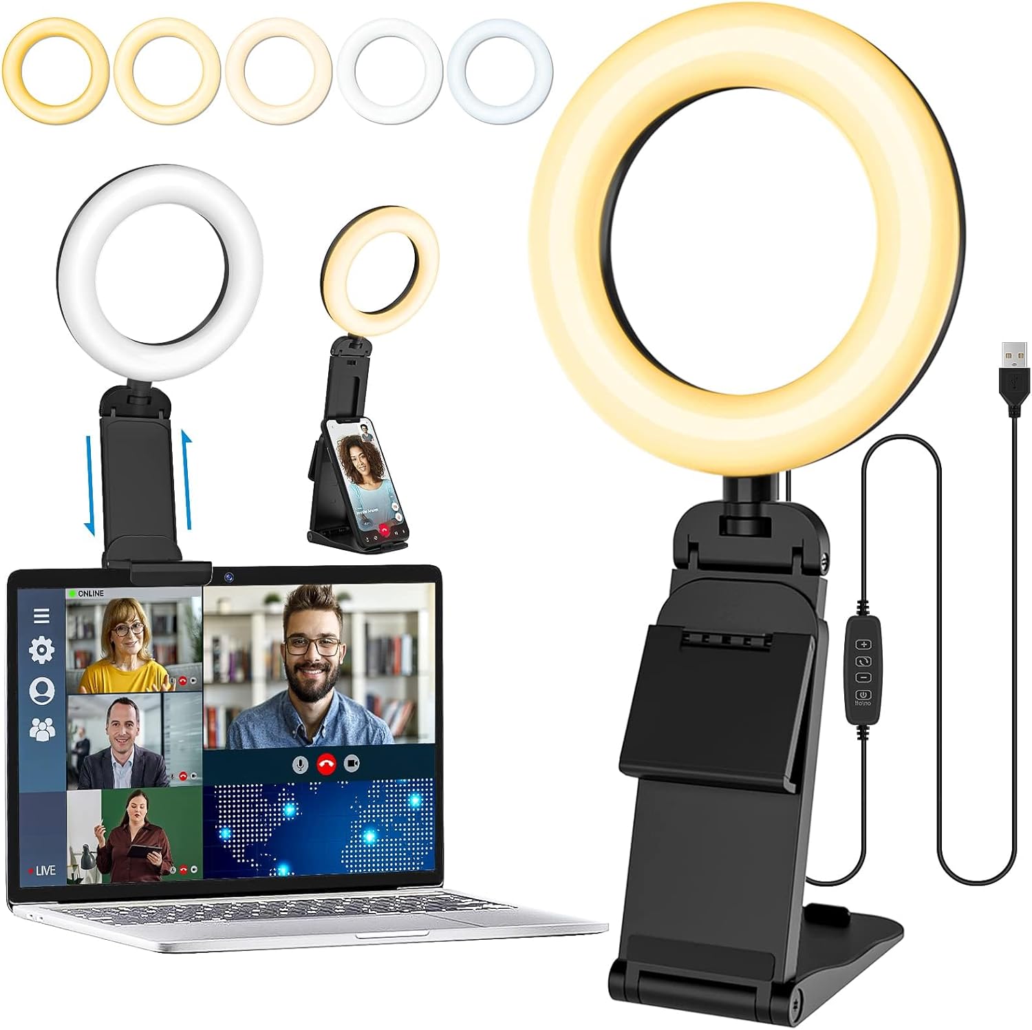GerTong 5'' Laptop Selfie Ring Light with Stand, M...
