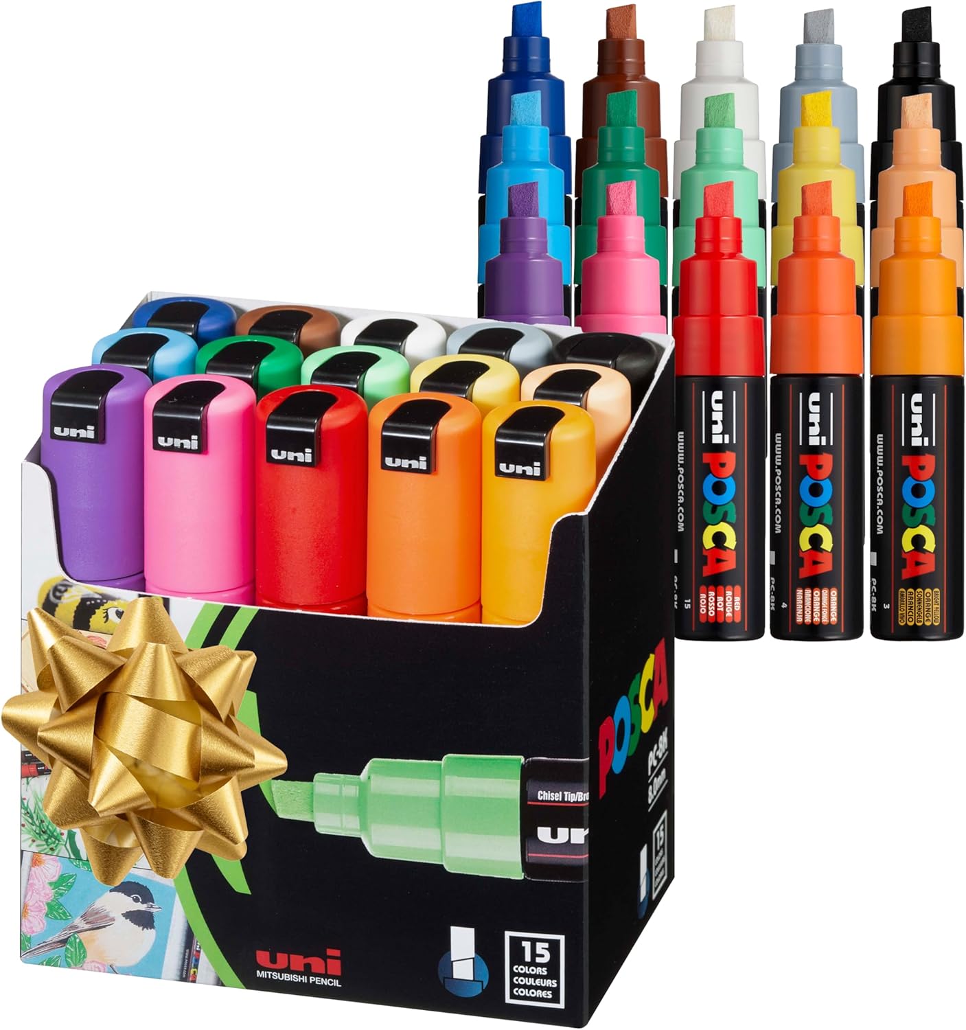 15 Posca Paint Markers, 8K Broad Coloring Markers with Broad Chisel Tips, Set of...