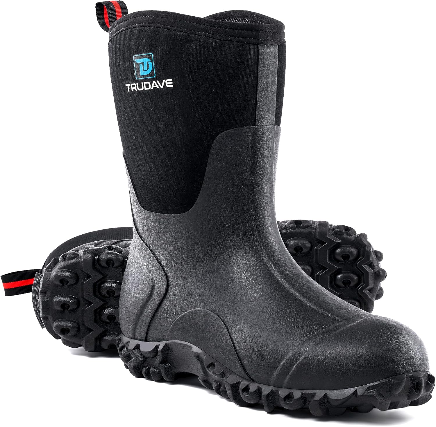 Rubber Boots for Women with Steel Shank, 6mm Neoprene Mid Calf Rain Boots, Water...