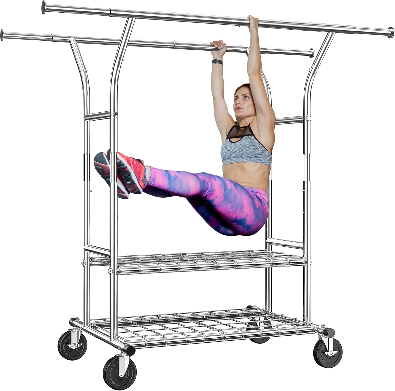 Raybee Clothes Rack Heavy Duty Clothing Rack with Wheels Load 630lbs Clothing Ra...