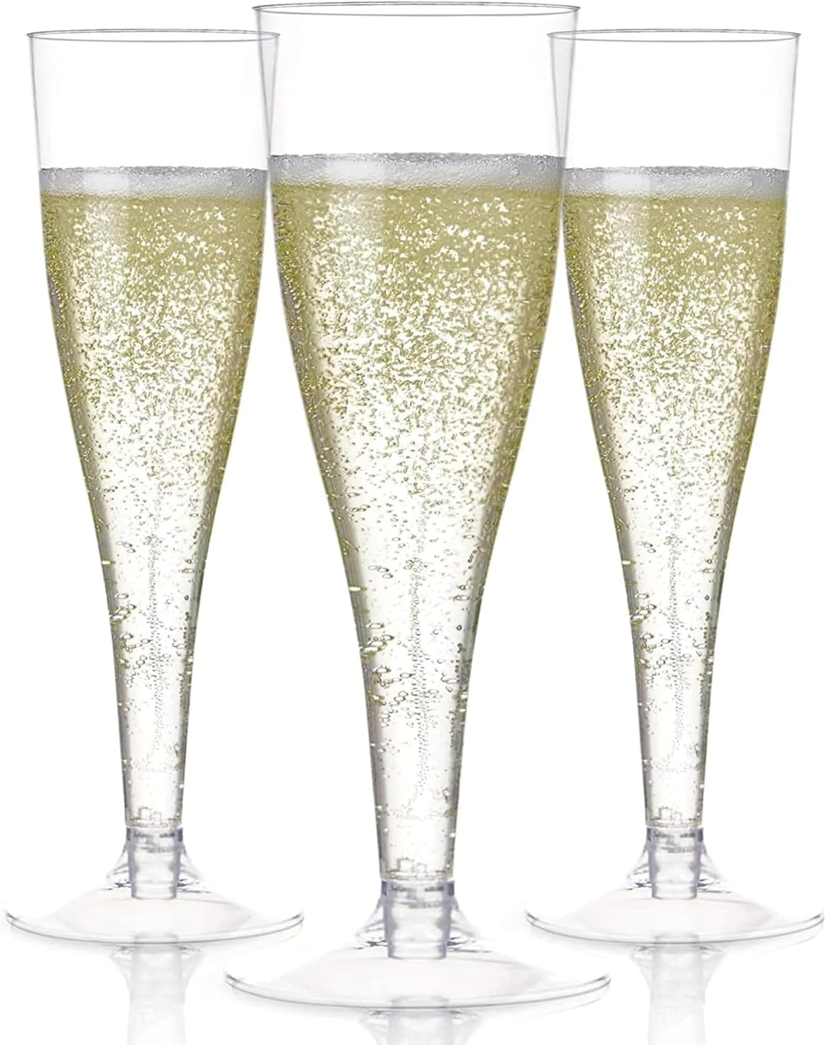 Prestee 200 Plastic Disposable Champagne Flutes - Clear Plastic Champagne Glasse...