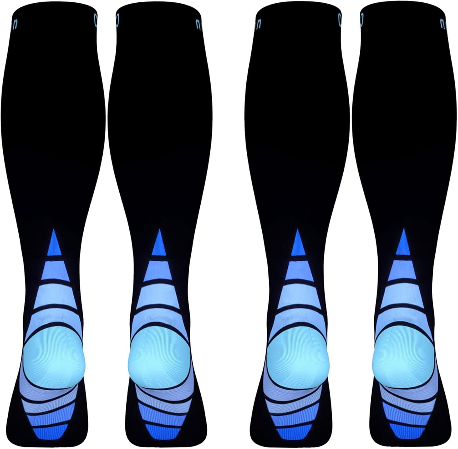 Calves Kelson (2 Pairs) Compression Socks/Stockings for Men & Women, Black & Blu...