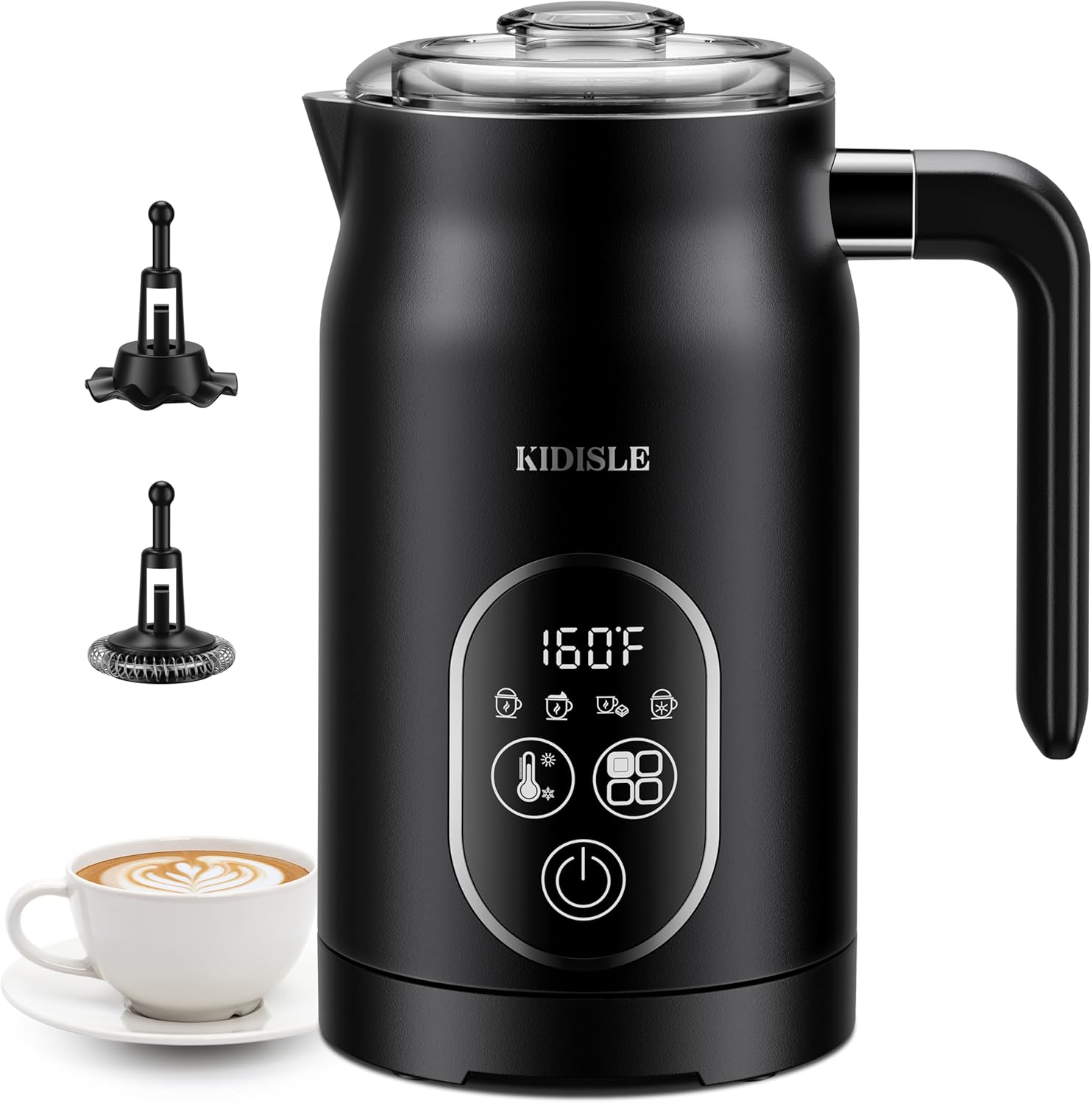 Electric Milk Frother, 4 In 1 Milk Frother and Steamer With Temperature Control,...