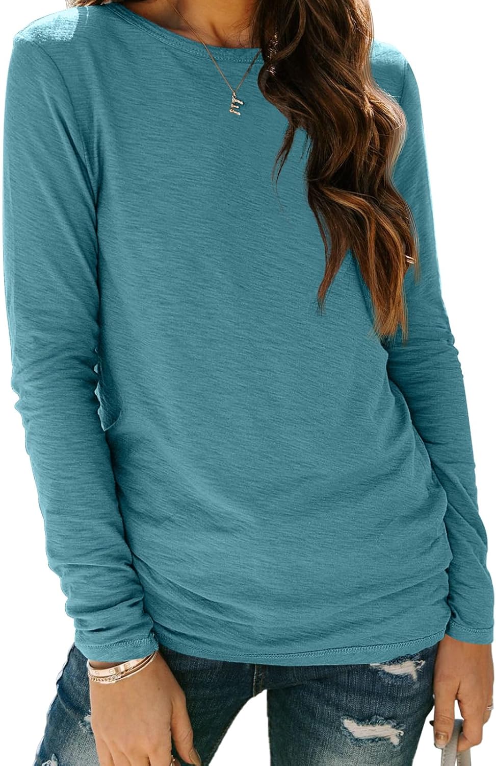 AUTOMET Womens Long Sleeve Round Neck Shirts Basic Tee Fall Tops Outfits Clothes...