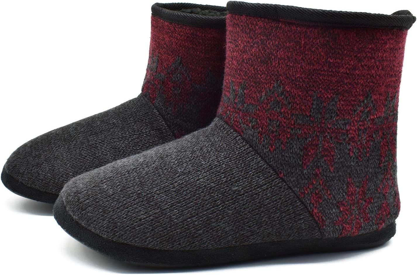 GPOS Knit Rock Wool Warm Men Indoor Pull on Cozy Memory Foam Slipper Boots Soft...