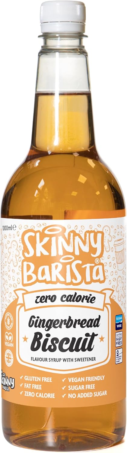 Skinny Food Co Gingerbread Syrup Zero Calorie 1L - Sugar Free Gingerbread Coffee...