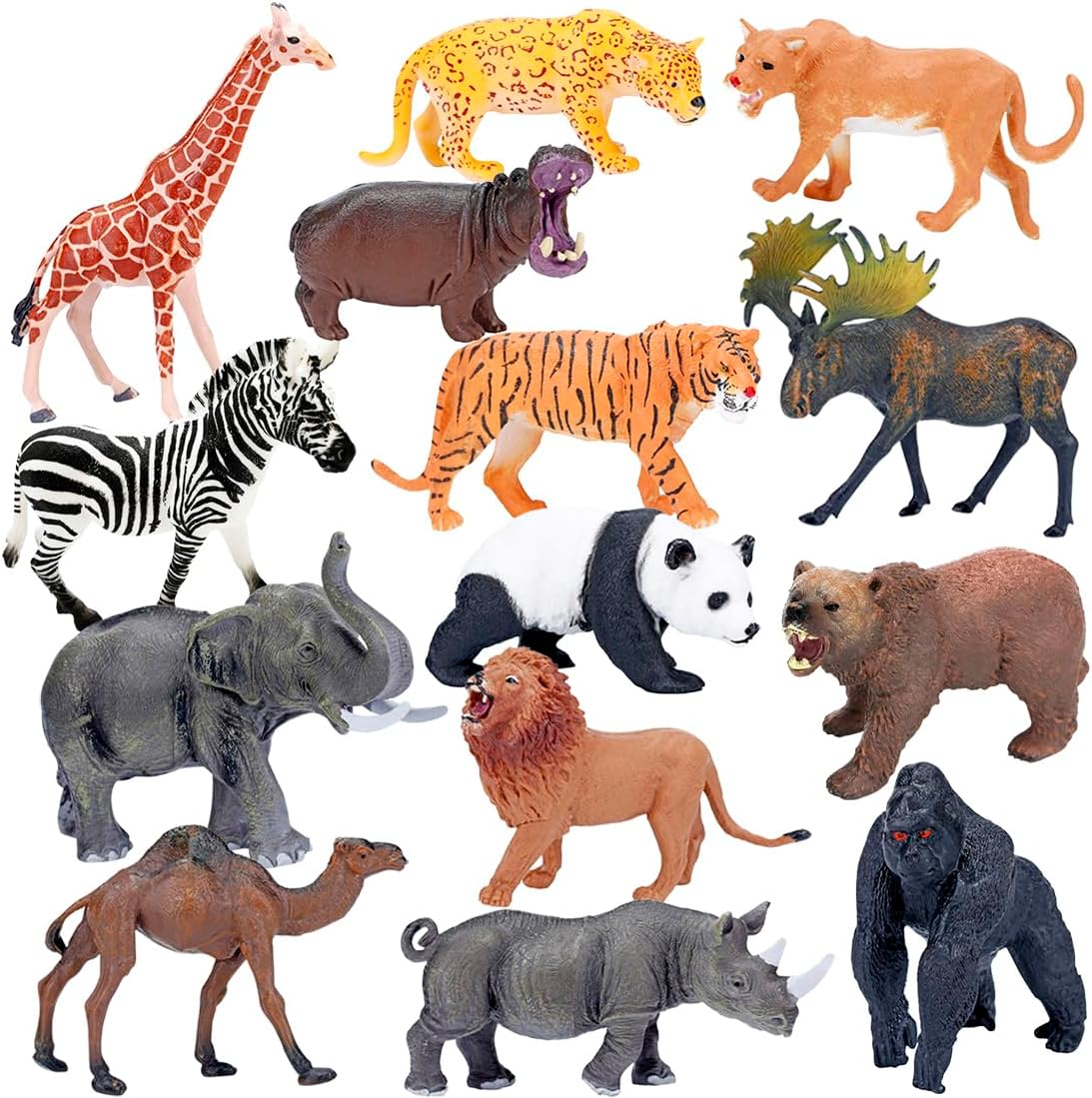 BOLZRA Safari Animals Figures Toys, Realistic Jumbo Wild Zoo Animals Figurines P...