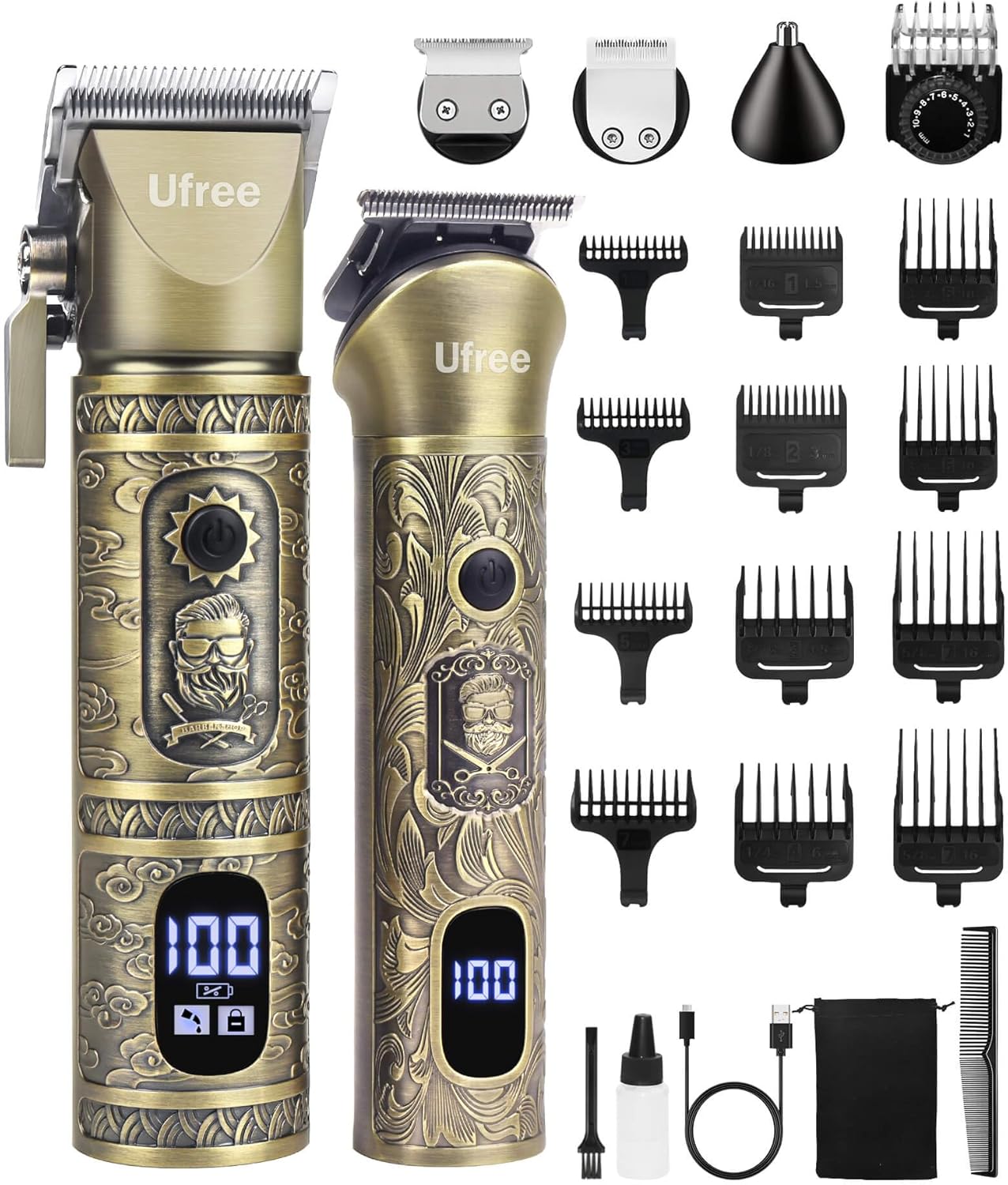 Ufree Beard Trimmer with Professional Hair Clippers for Men, Electric Razor Shav...