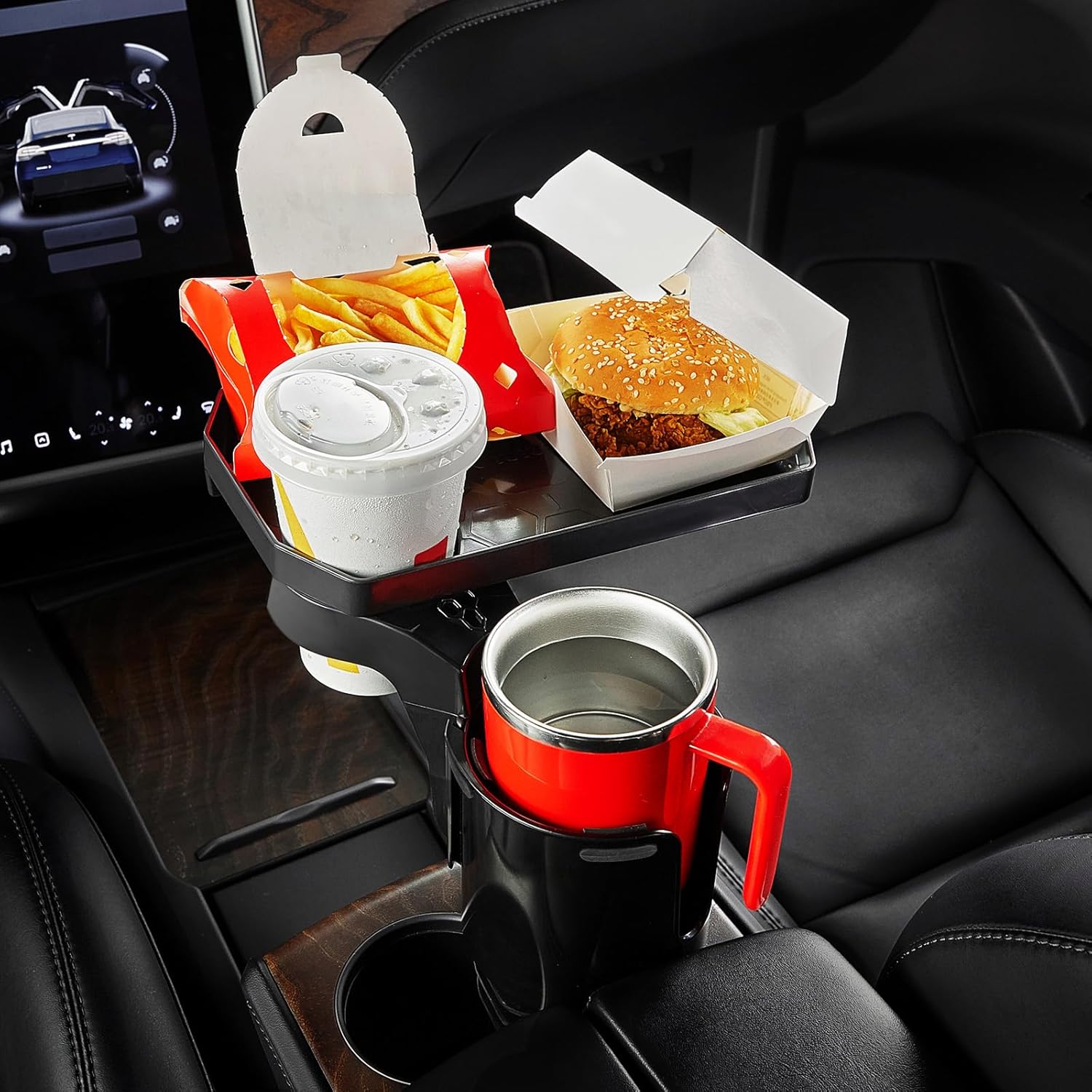 JoyTutus Car Cup Holder Expander, Automotive Cup Attachable Tray with 360° Rotat...