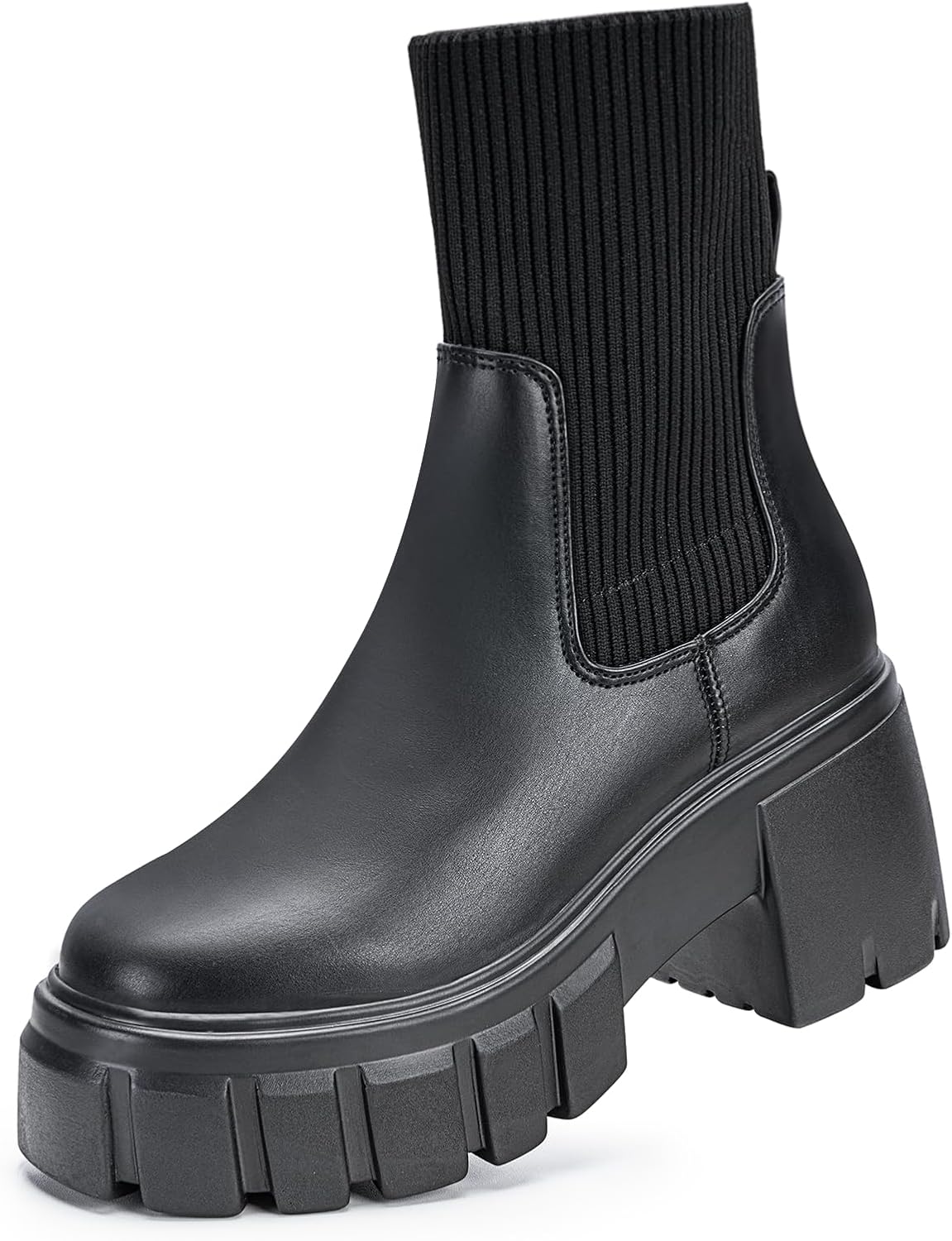 FITORY Women's Chelsea Platform Ankle Boots Lightweight Elastic Chunky Heel Lug...
