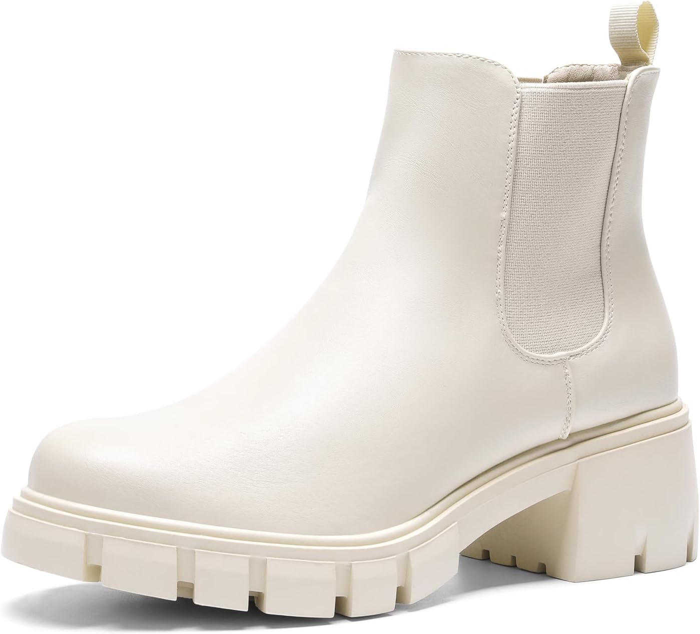 DREAM PAIRS Women's Elastic Chelsea Ankle Boots Platform Low Chunky Block Heel L...