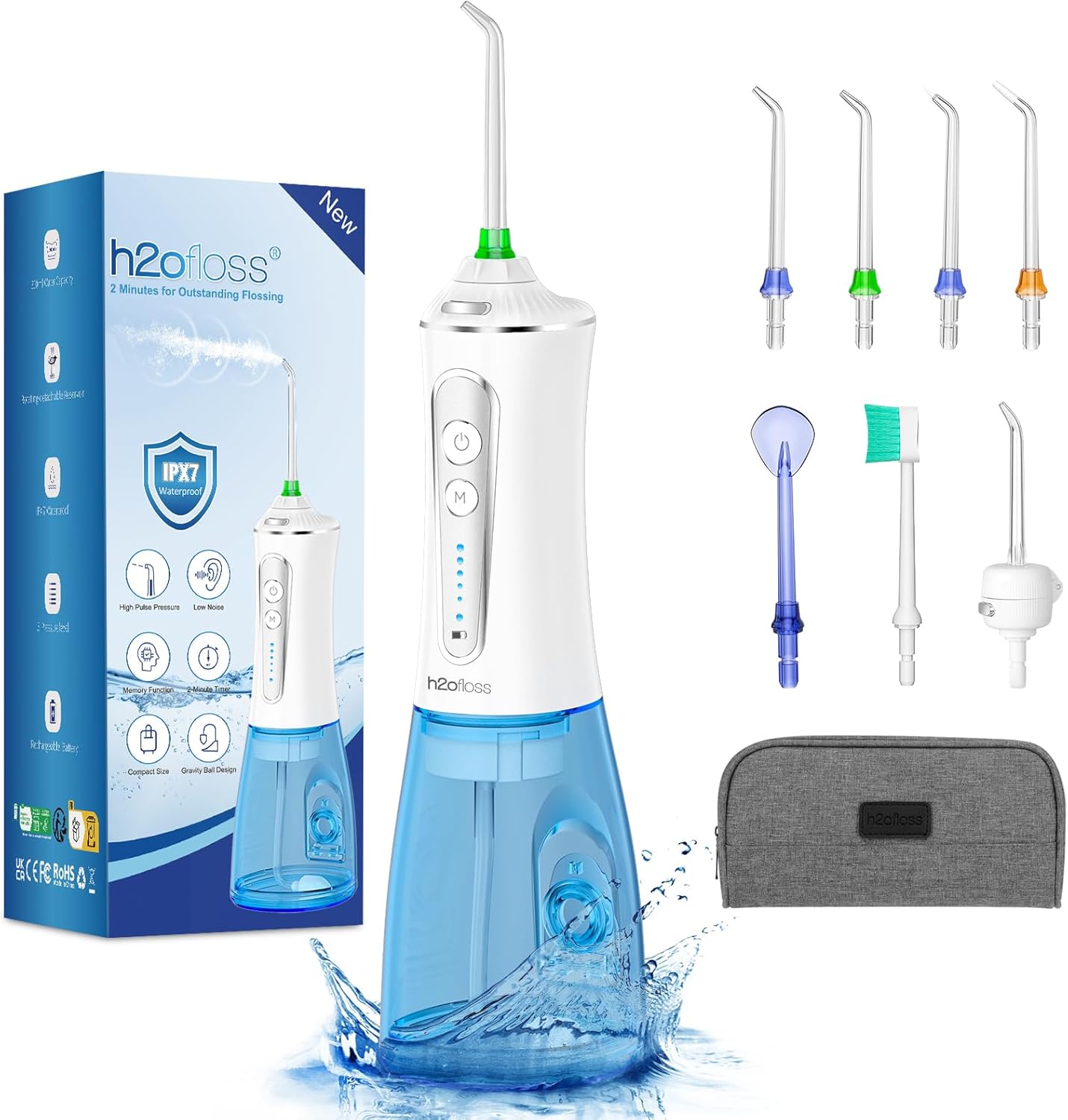 H2ofloss Water Flosser for Teeth Cordless, IPX7 Waterproof Oral Irrigator Dental...