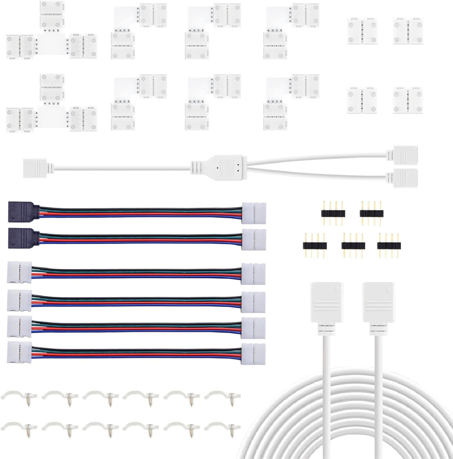 REDTRON LED Light Connector Kit, 10mm RGB LED Connector Includes L Shape Connect...