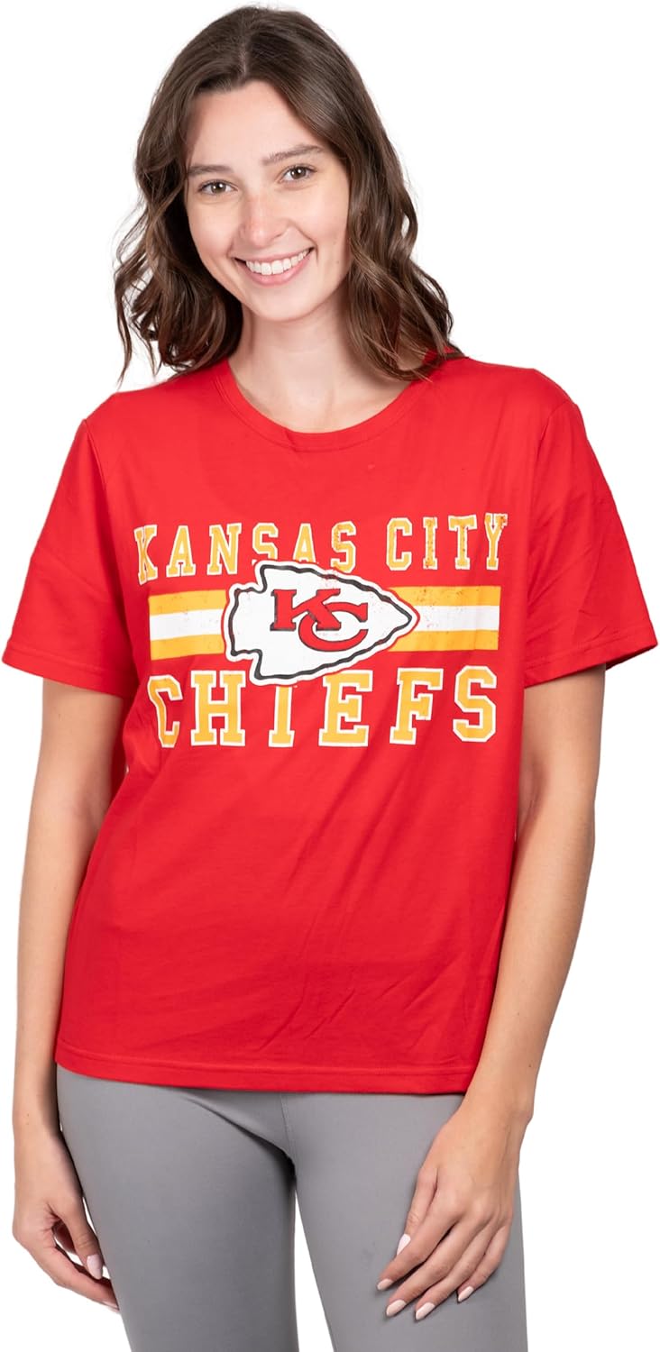 Ultra Game Women's NFL Official Distressed Graphics Super Soft Crew Neck T-Shirt...