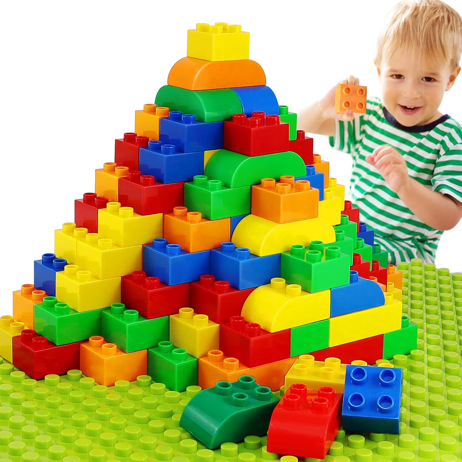 Building Blocks for Toddlers 2-5 Including a Baseplate, 150 Piece Big Building B...