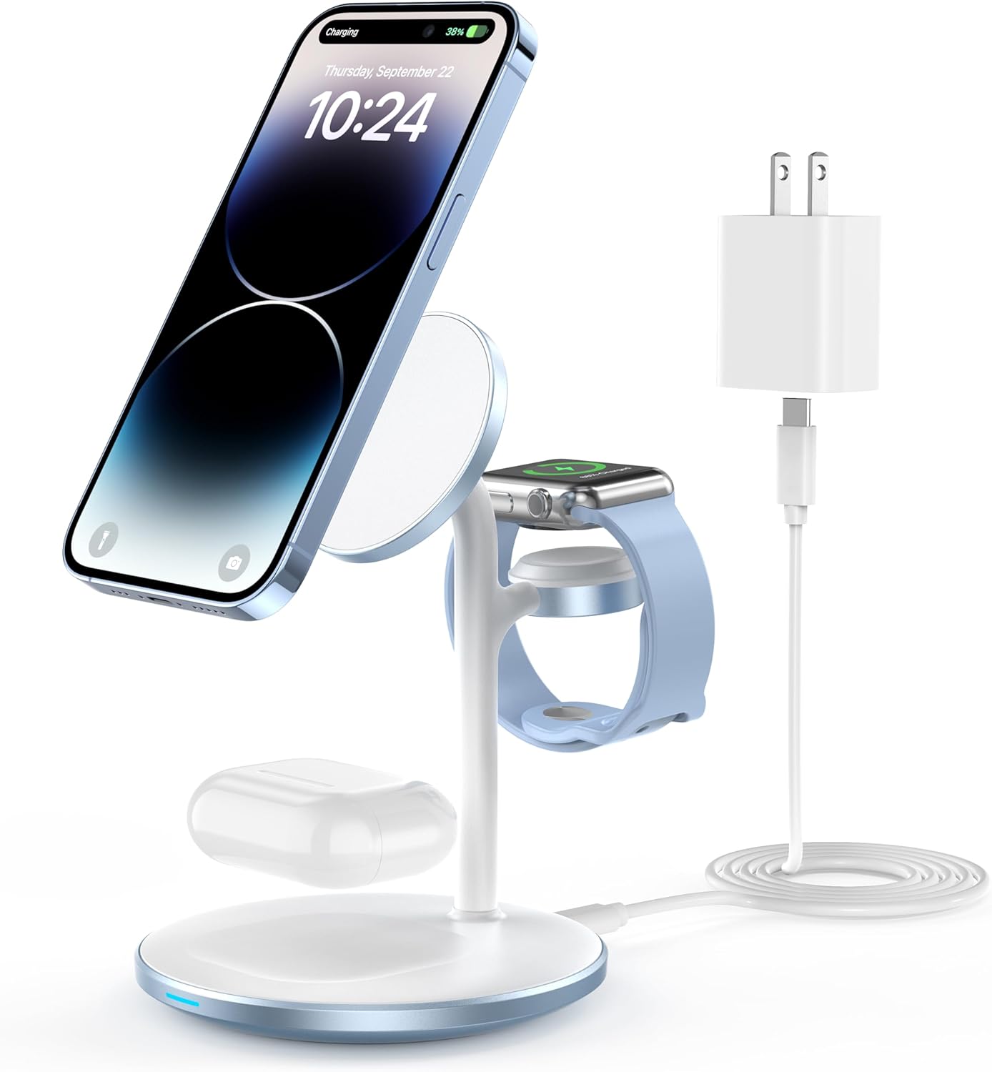 3 in 1 Wireless Charging Station for Apple Devices, 15W Fast Wireless Mag-Safe C...
