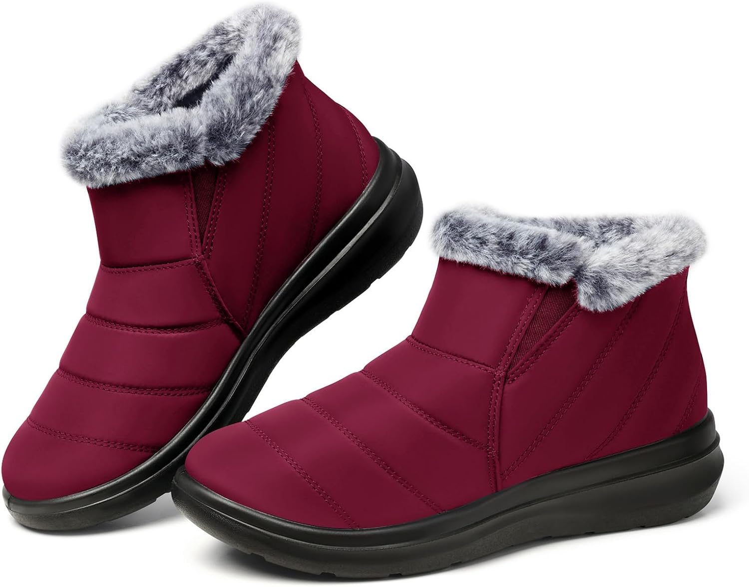 SHIBEVER Winter Waterproof Boots for Women: Snow Women Ankle Fur Lined Booties S...