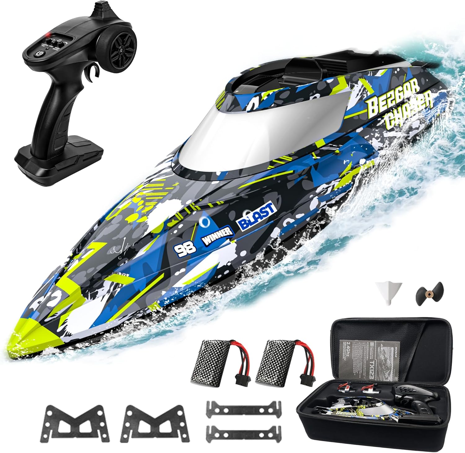 BEZGAR TX123 Remote Control Boats - Fast Speed RC Boat 32+ KPH with A Portable S...