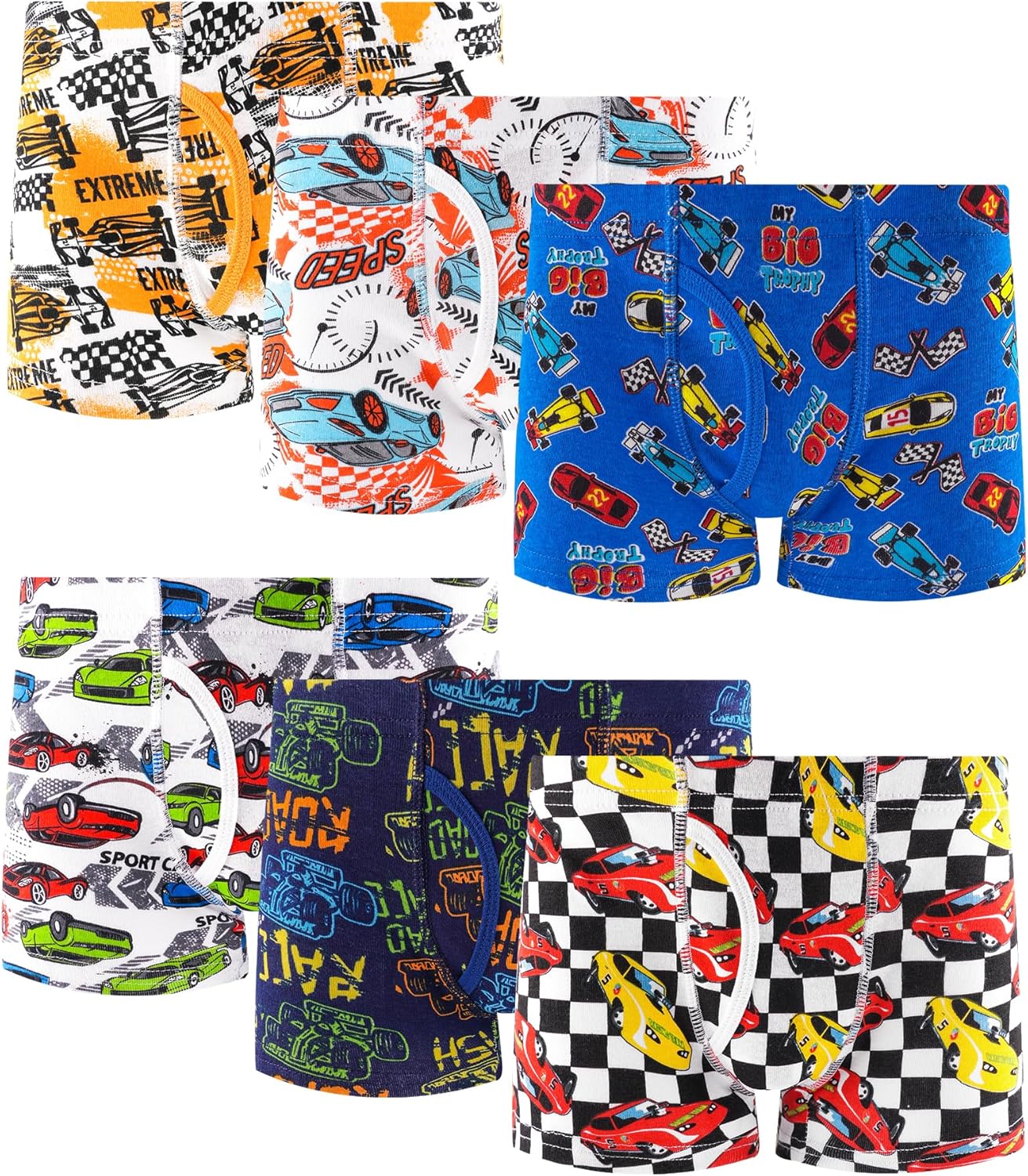 100% Cotton Boys Boxer Briefs Tagless Toddler Underwear (6-Pack) 6 Multi-race Ca...