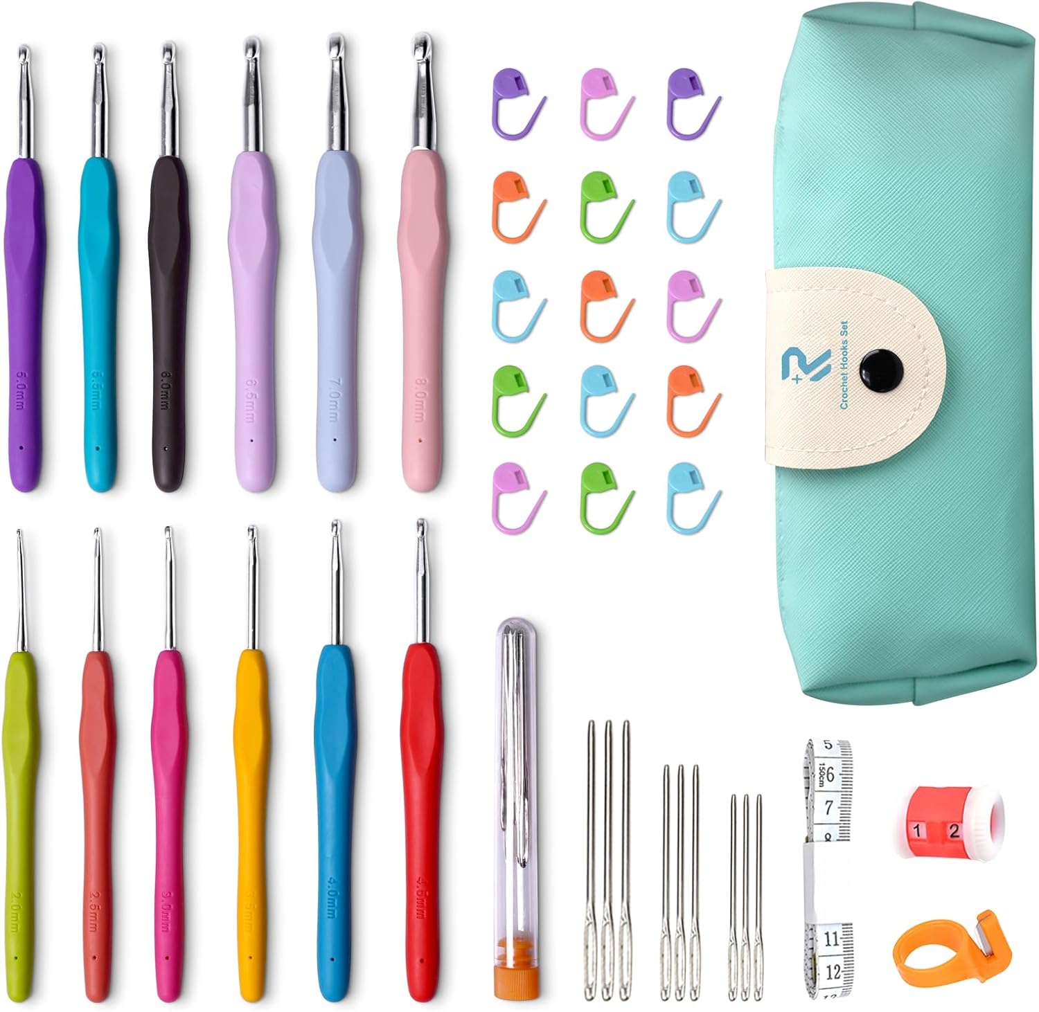 RealPlus Crochet Hooks Set, 12 Pcs Full Size Crochet Hook, Ergonomic Soft Grip R...