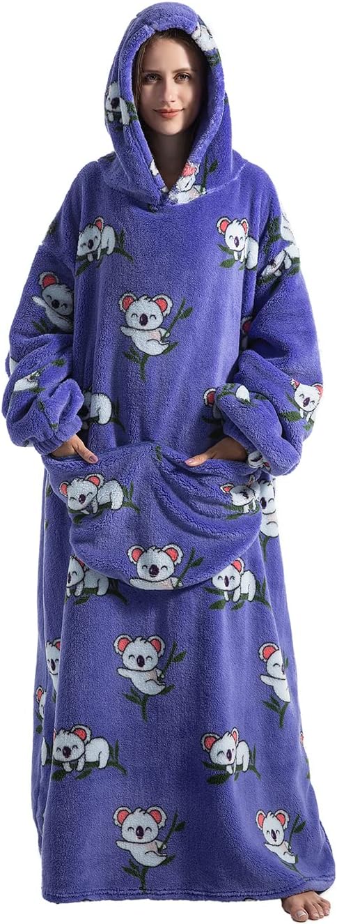Seogva Extra Long Wearable Blanket Hoodie, Oversized Blanket Sweatshirt for Wome...