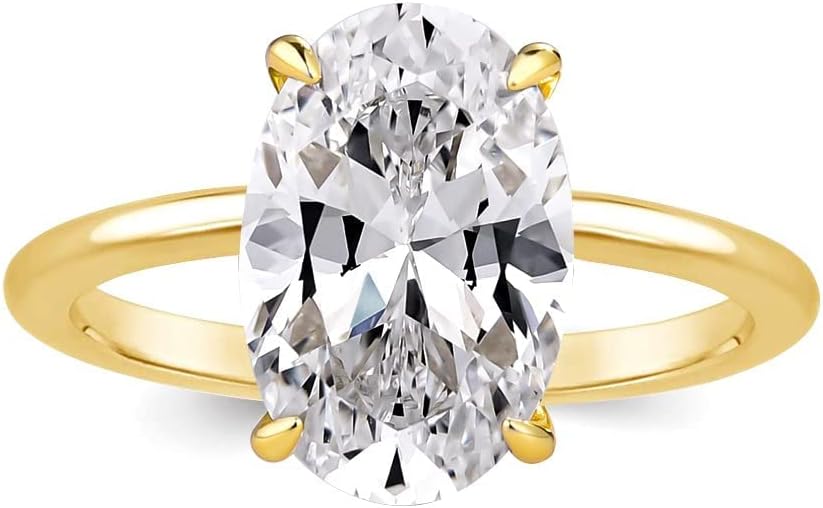 3.5 Carat Elongated Oval Cut Engagement Ring for Women Gold Plated 925 Sterling...