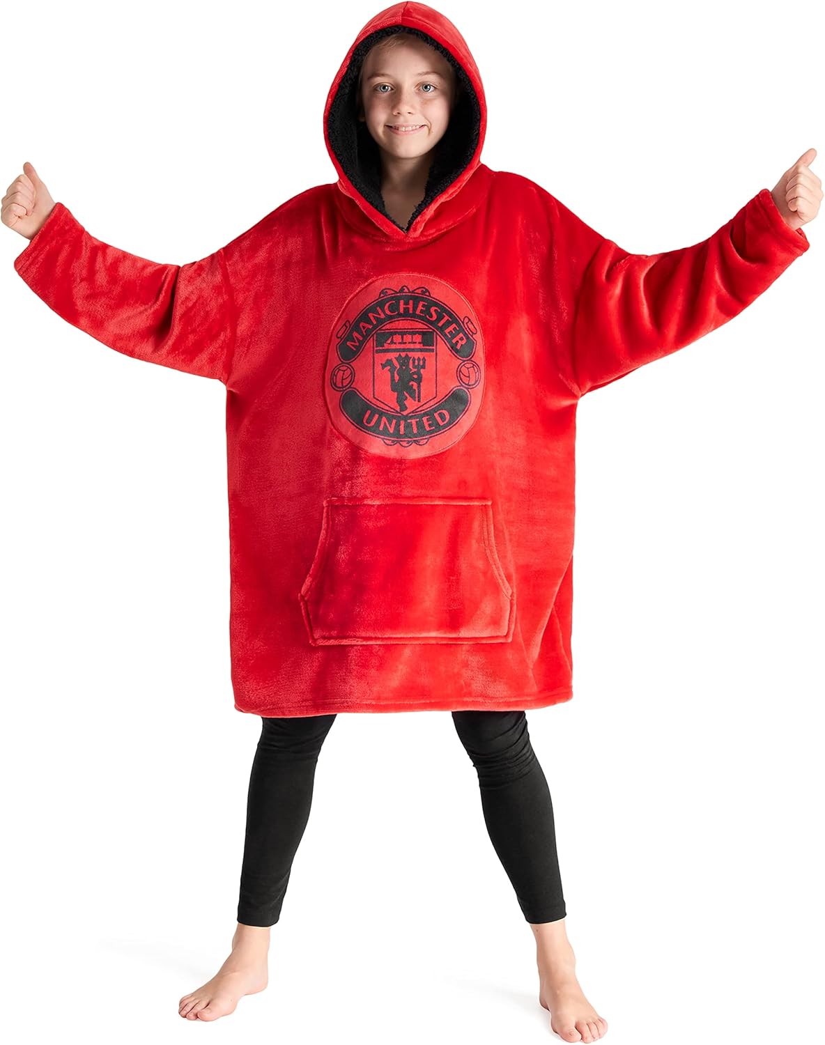 Manchester United FC Fleece Hoodie Blanket for Boys Teenagers One Size Kids Over...