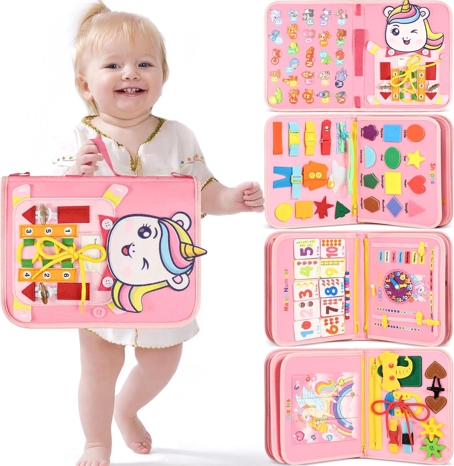 Gontence Montessori Busy Board for 1 Year Old, Kids Toys for 2 3 Year Old Girls,...