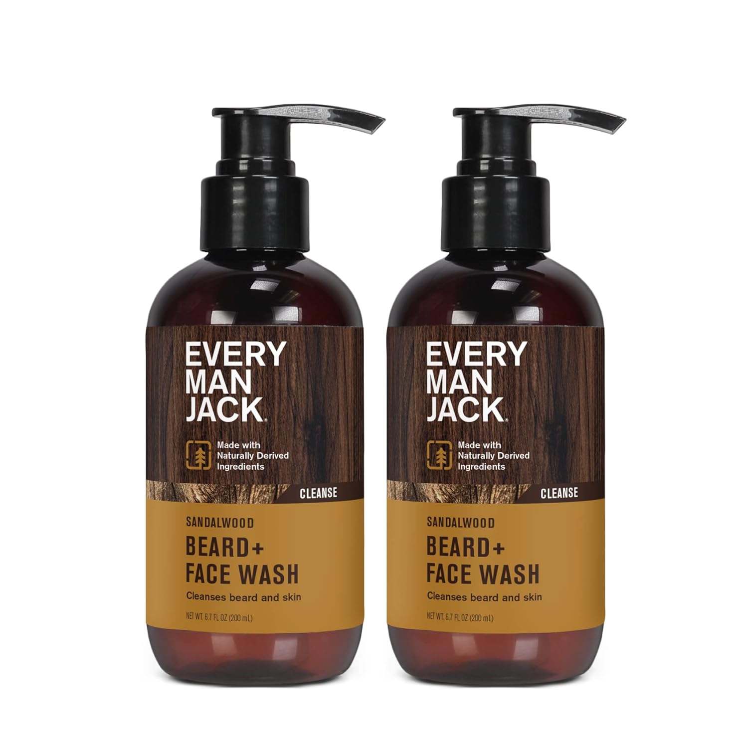Every Man Jack Beard + Face Wash - Subtle Sandalwood Fragrance - Deep Cleans and...