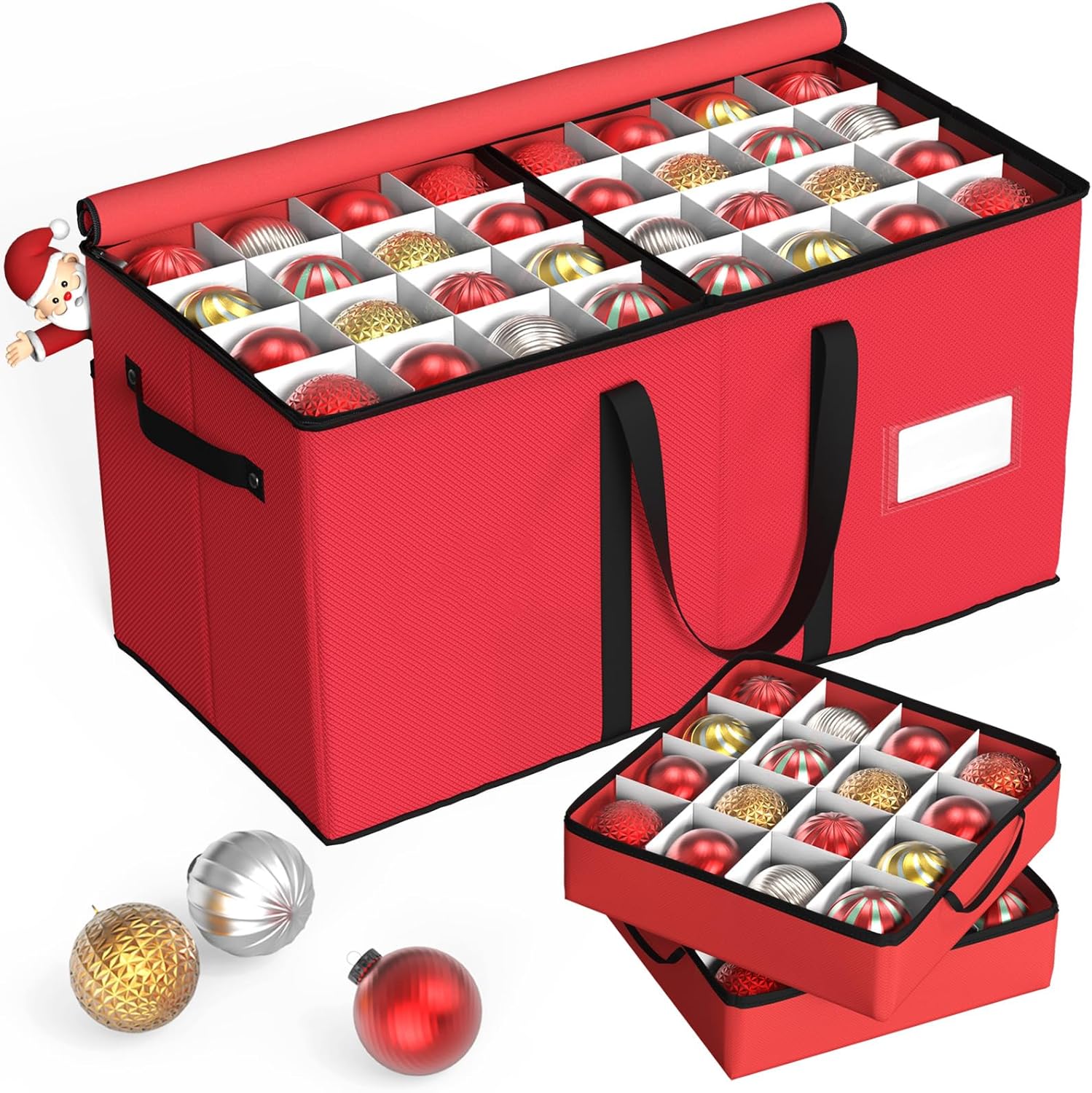 Kesfitt Christmas Ornament Storage Box with 8 Trays,Christmas Storage Container...