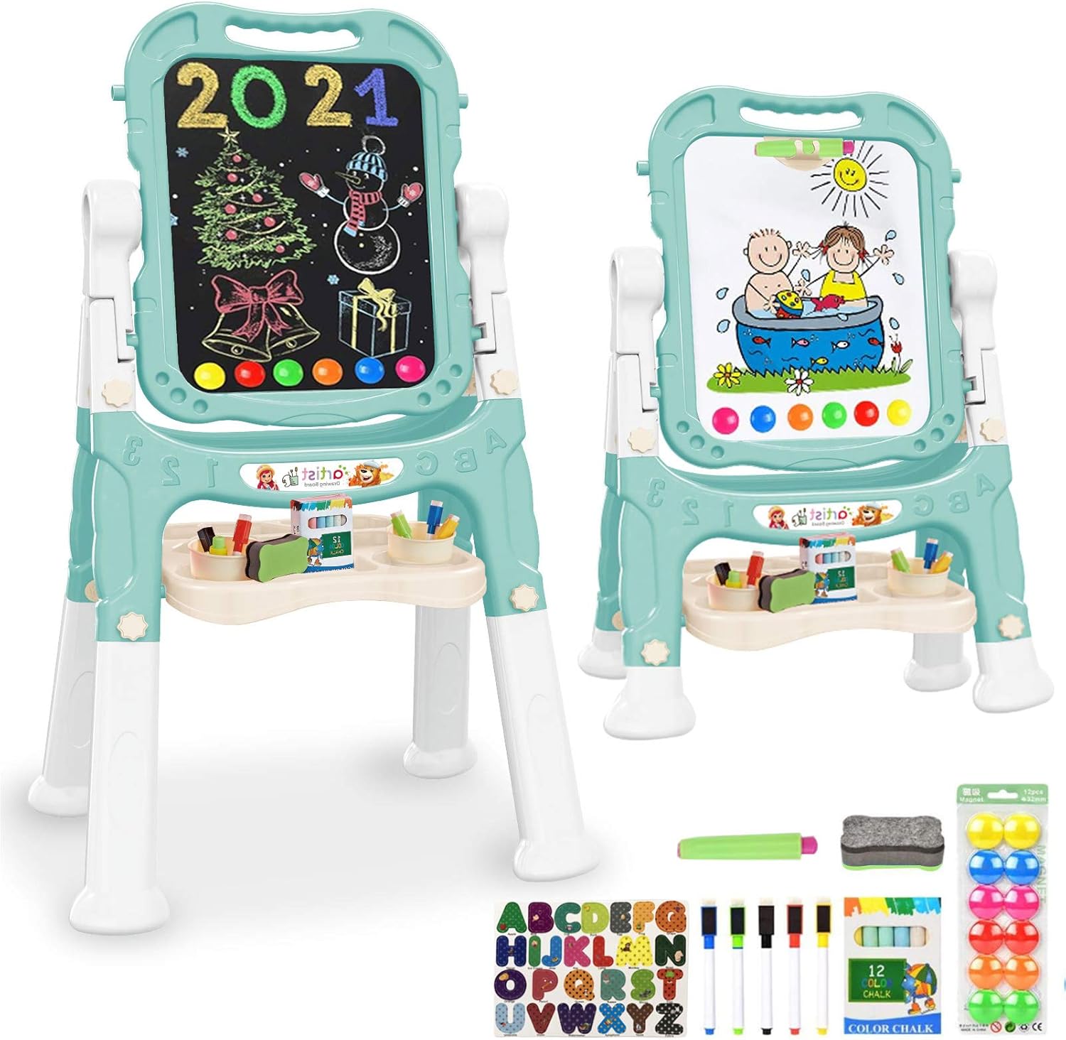 Easel for Kids,Rotatable Double Sided Easel for Kids Adjustable Standing Art Eas...
