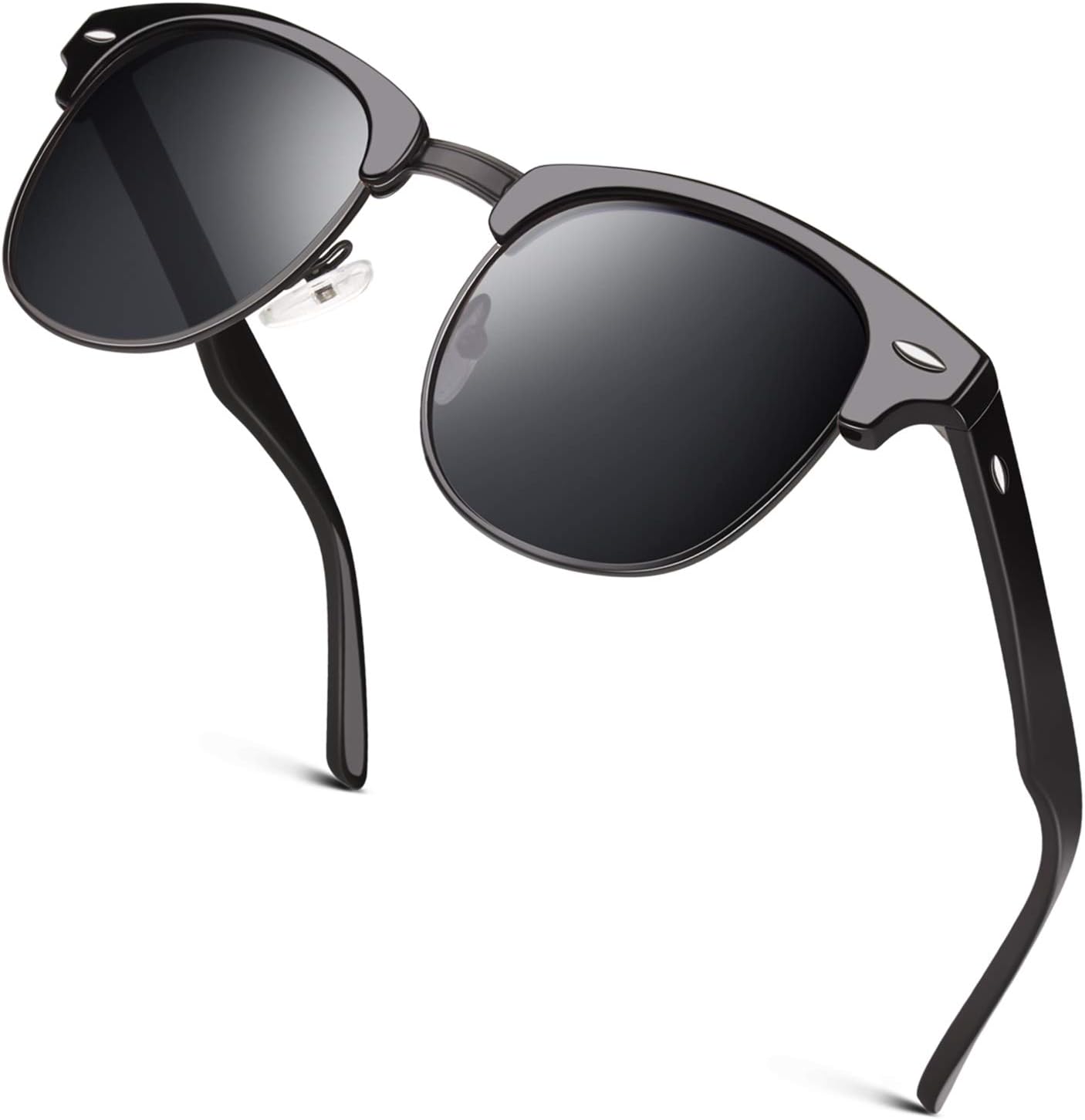GQUEEN Classic Horn Rimmed Semi Rimless Polarized Sunglasses for Men Women GQO6...