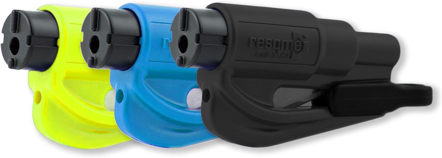 Resqme Family Pack of 3, The Original Emergency Keychain Car Escape Tool, 2-in-1...