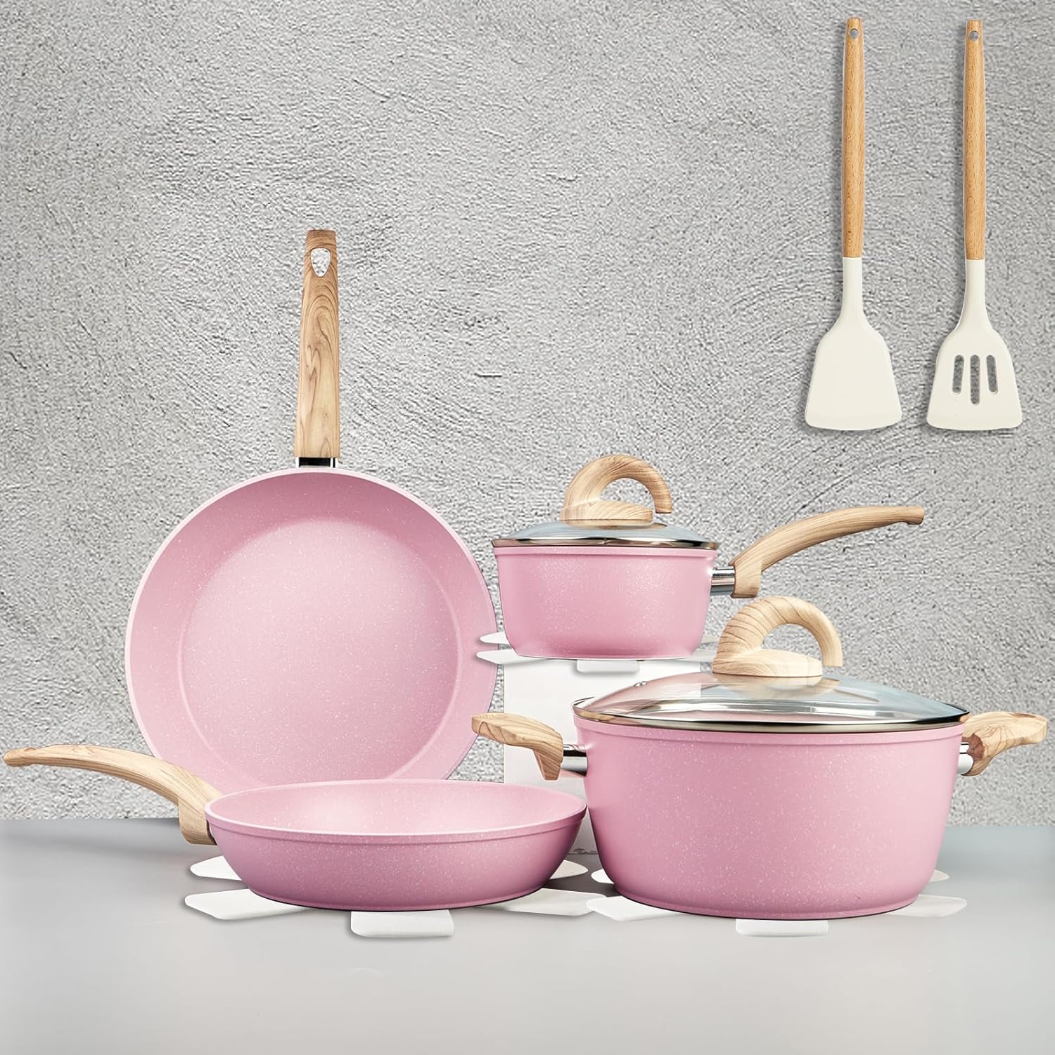 Non Stick Pots and Pans Set, Healthy Ceramic Cookware Set, 12pcs Kitchen Cooking...