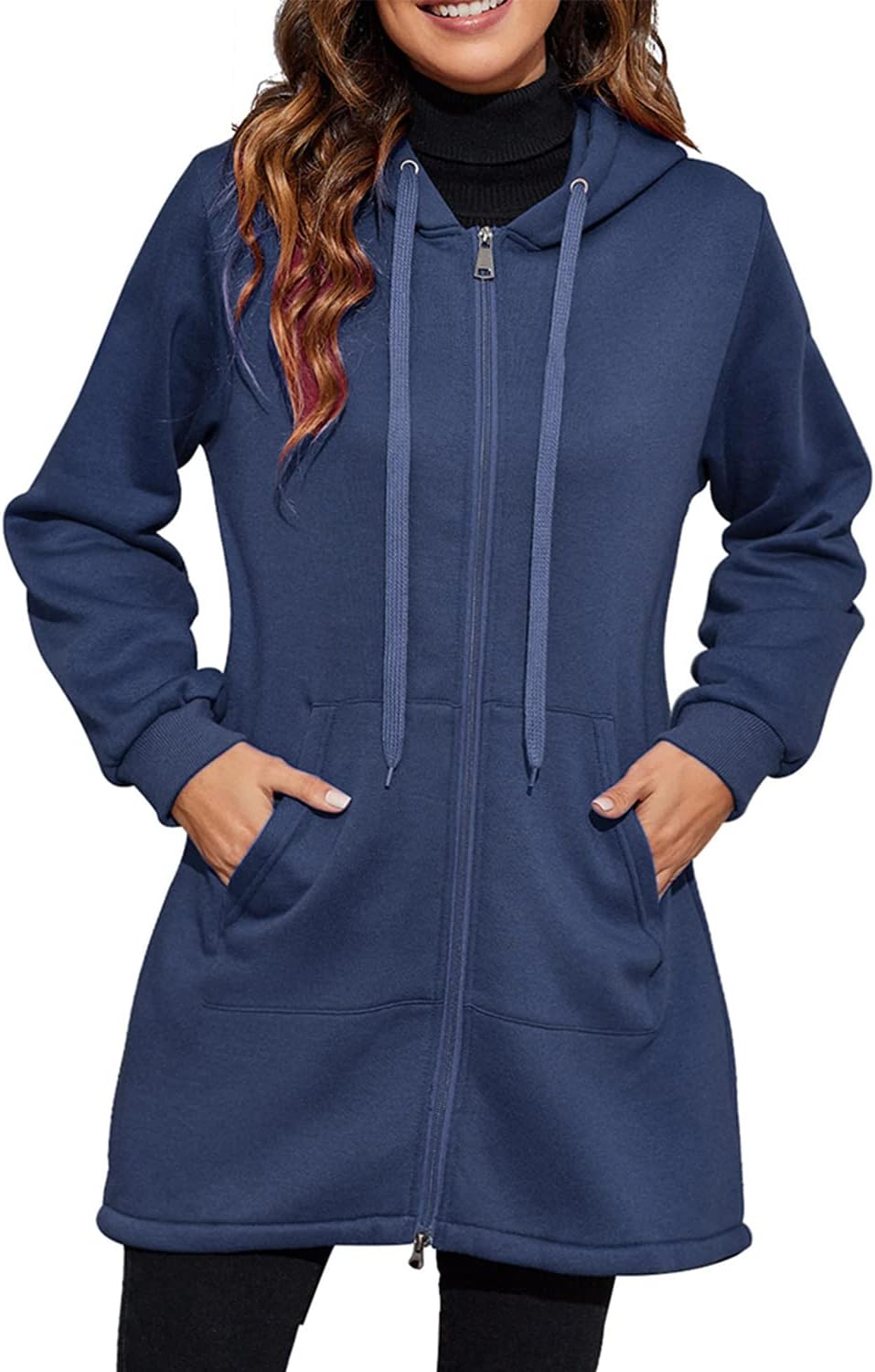 Vancavoo Hoodie Womens Long Hoodies Ladies Sweatshirts Casual Long Sleeves Zip U...