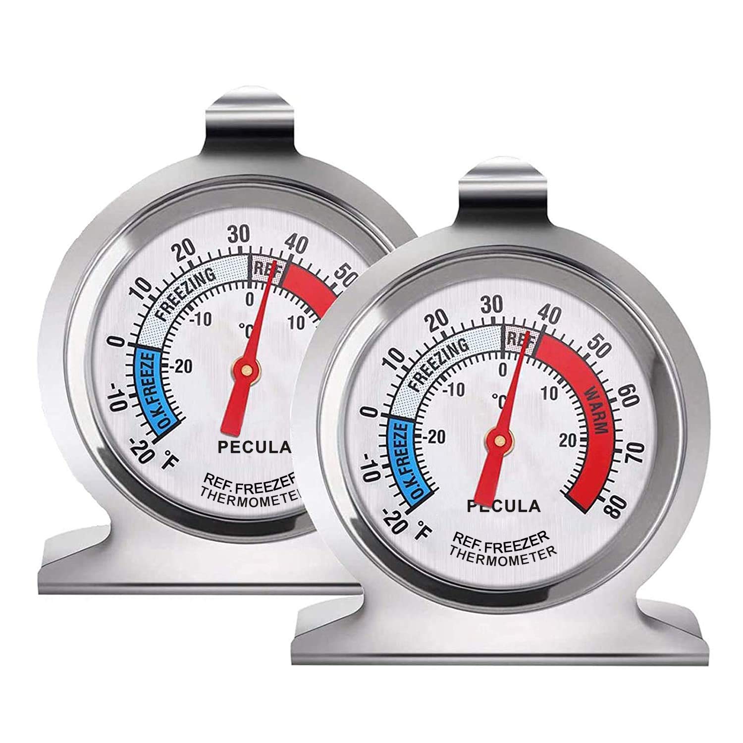 2 Pack Refrigerator Thermometer, -30~30°C/-20~80°F, Classic Fridge Analog Thermo...