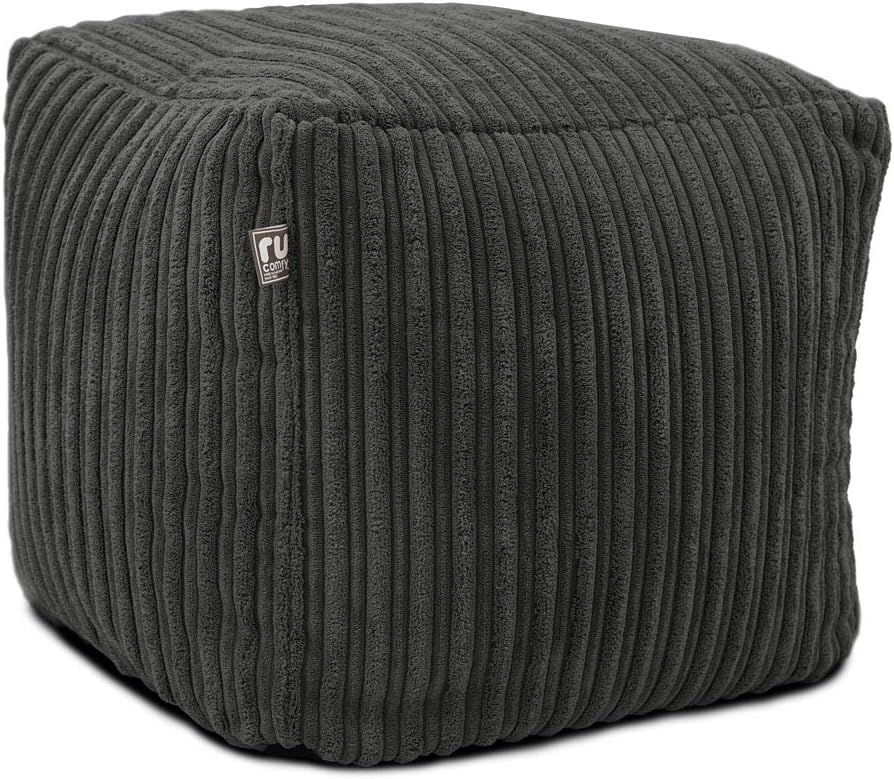rucomfy Beanbags Corduroy Cube Footstool Bean Bag. Home Decor Accessories for Li...